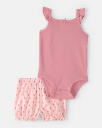 Baby Girl 3-Piece Flutter Sleeve Outfit Set - Pink