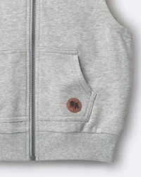 Toddler Boy French Terry Hooded Vest with Pocket - Heather Grey