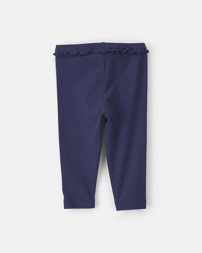 Baby Girl 2-Pack Cotton Pull-On Pants - Pink/Navy Blue
