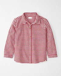 Boys Organic Cotton Button-Front Flannel Shirt