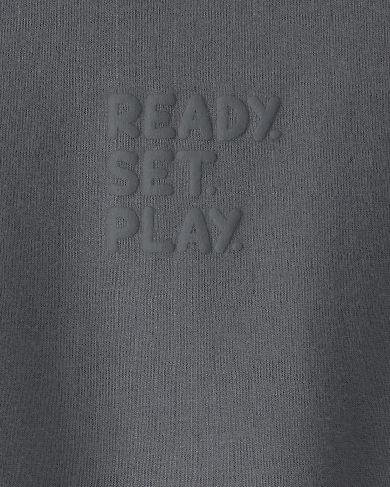 Toddler Girl 'Ready Set Play' French Terry Pullover Sweatshirt - Grey