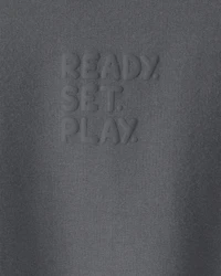 Toddler Girl 'Ready Set Play' French Terry Pullover Sweatshirt - Grey