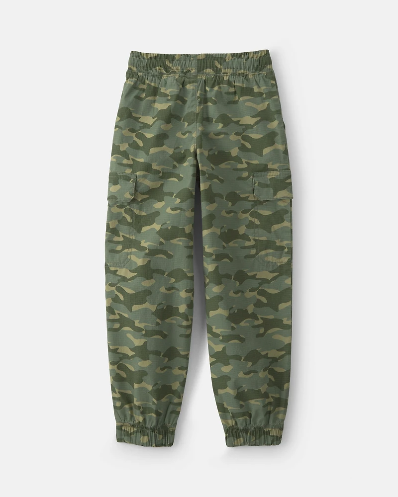 Boys Camo Cargo Joggers - Olive Green
