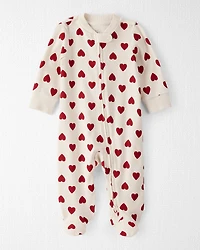 Baby Organic Cotton Sleep & Play Pajamas in Forever Hearts Print