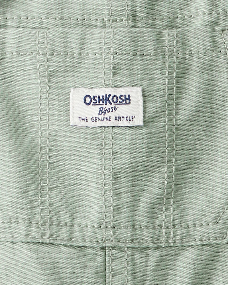 Baby Girl Butterfly-Lined Canvas Overalls - Green