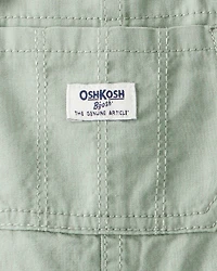 Baby Girl Butterfly-Lined Canvas Overalls - Green