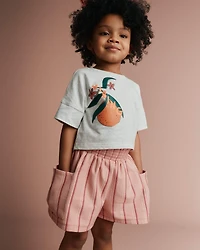Toddler Girl Swing Shorts with Pockets in Stripes - Light Pink