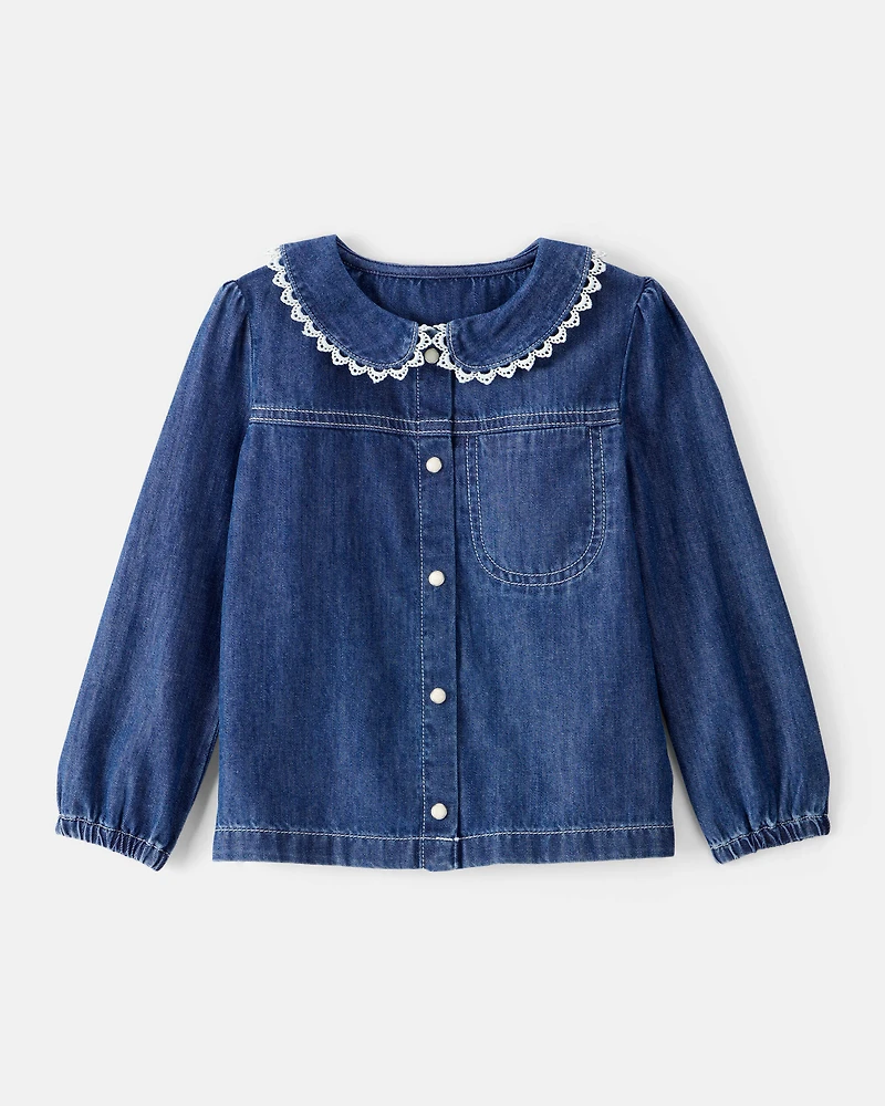 Toddler Girl Western Denim Long-Sleeve Top - Blue