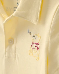 Baby Boy Disney© Winnie the Pooh Embroidered Polo Bodysuit with Back Art - Yellow