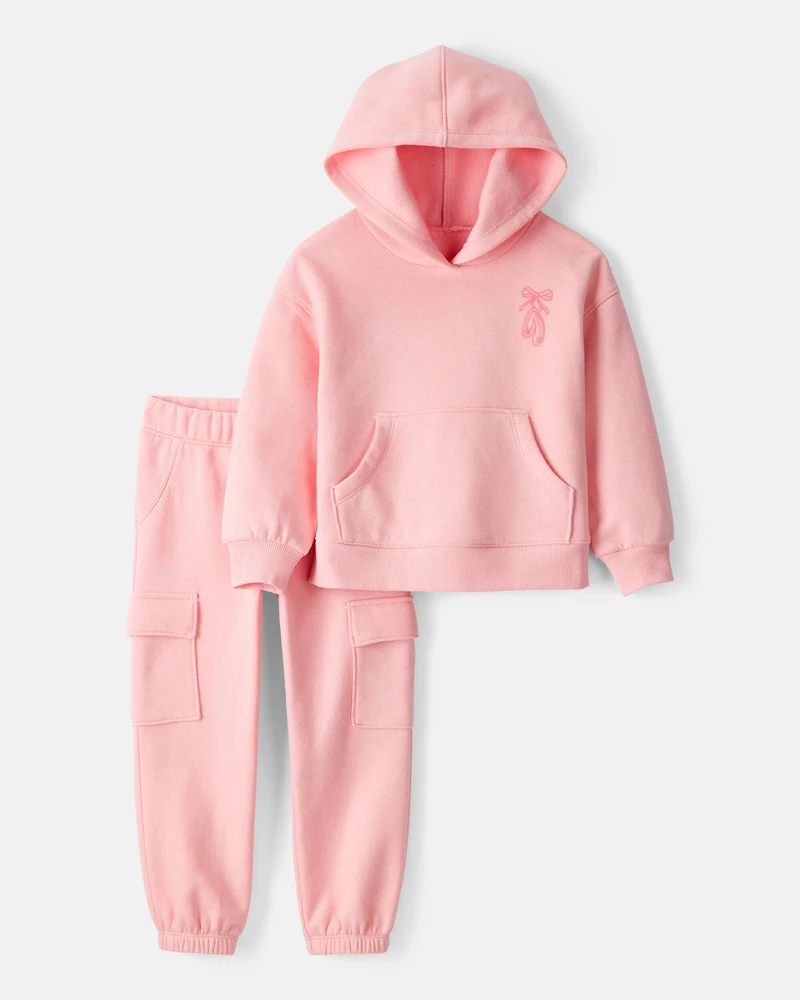 Toddler Girl 2-Piece DayDream Fleece Ballet Long-Sleeve Hoodie & Pant Set - Pink
