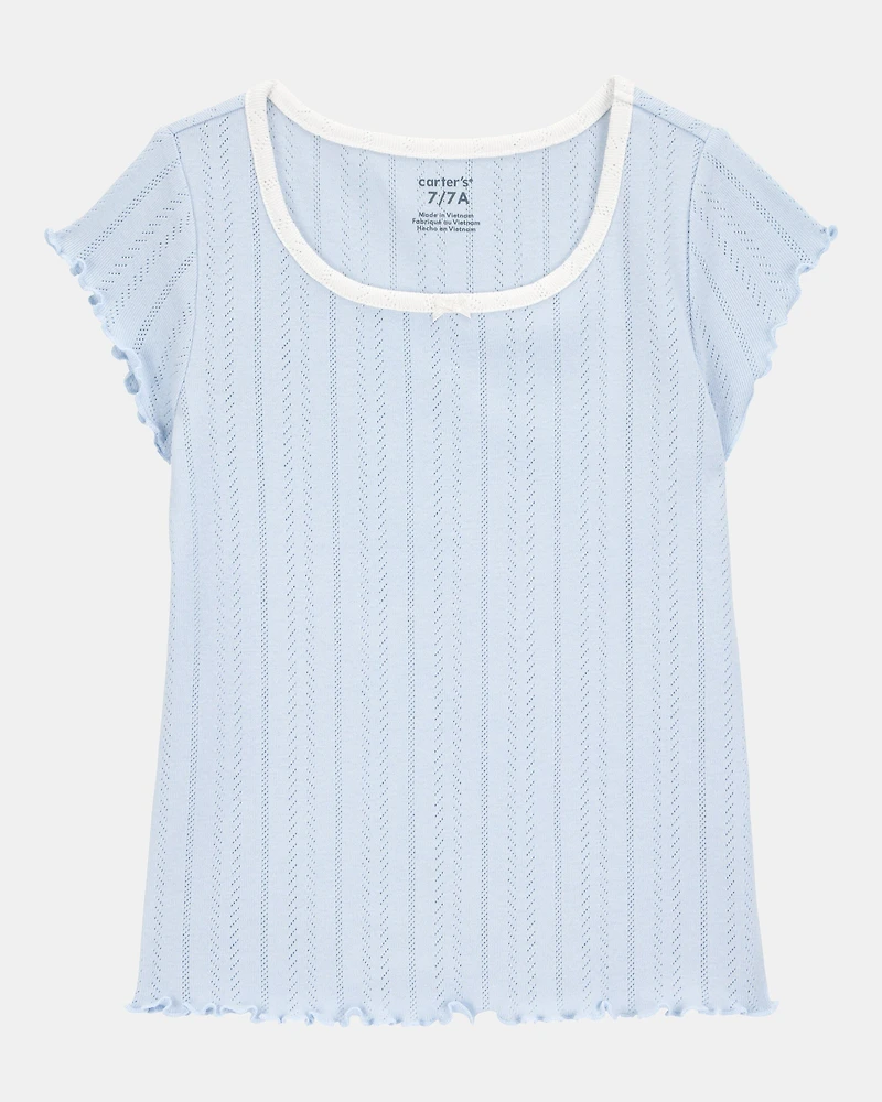 Kid Pointelle Baby Tee - Blue