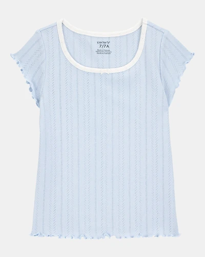 Kid Pointelle Baby Tee - Blue