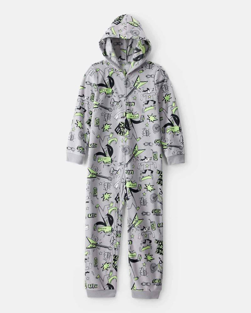 Boys Alligator Fleece Loose Fit 1-Piece Pajamas