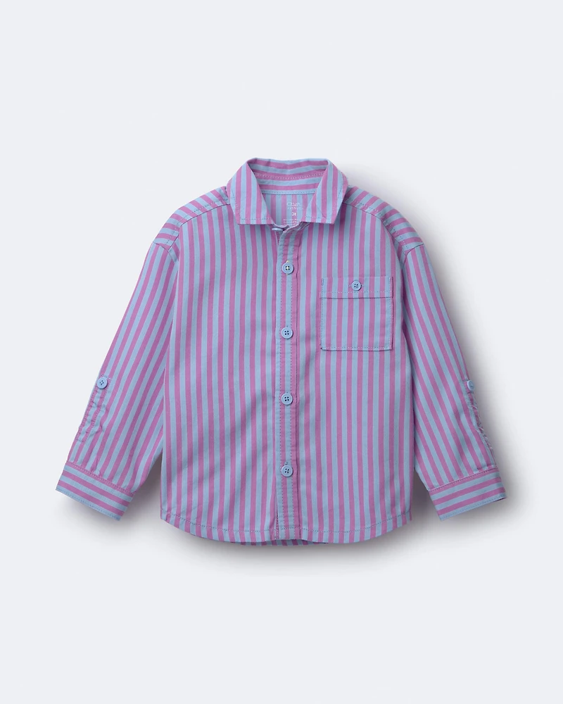 Toddler Boy Button-Down Long-Sleeve Shirt in Stripes