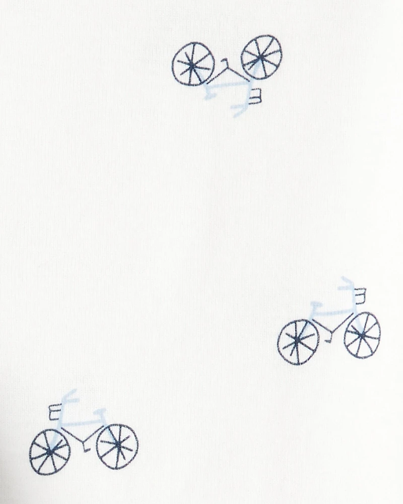 Baby Boy 3-Piece Bicycle Quilted Jacket Outfit Set - Navy