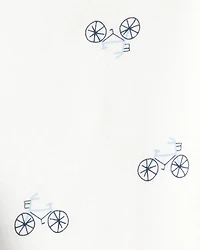 Baby Boy 3-Piece Bicycle Quilted Jacket Outfit Set - Navy