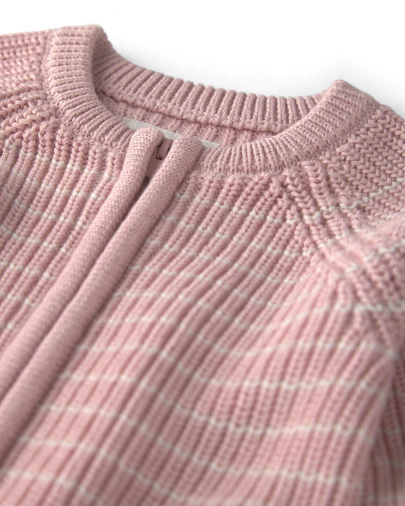 Baby Girl Organic Cotton Sweater Knit Jumpsuit