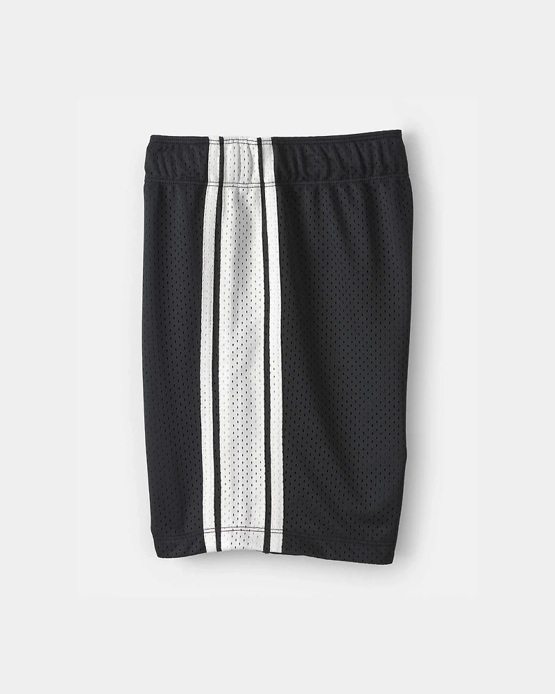 Boys Striped Mesh Active Shorts - Black