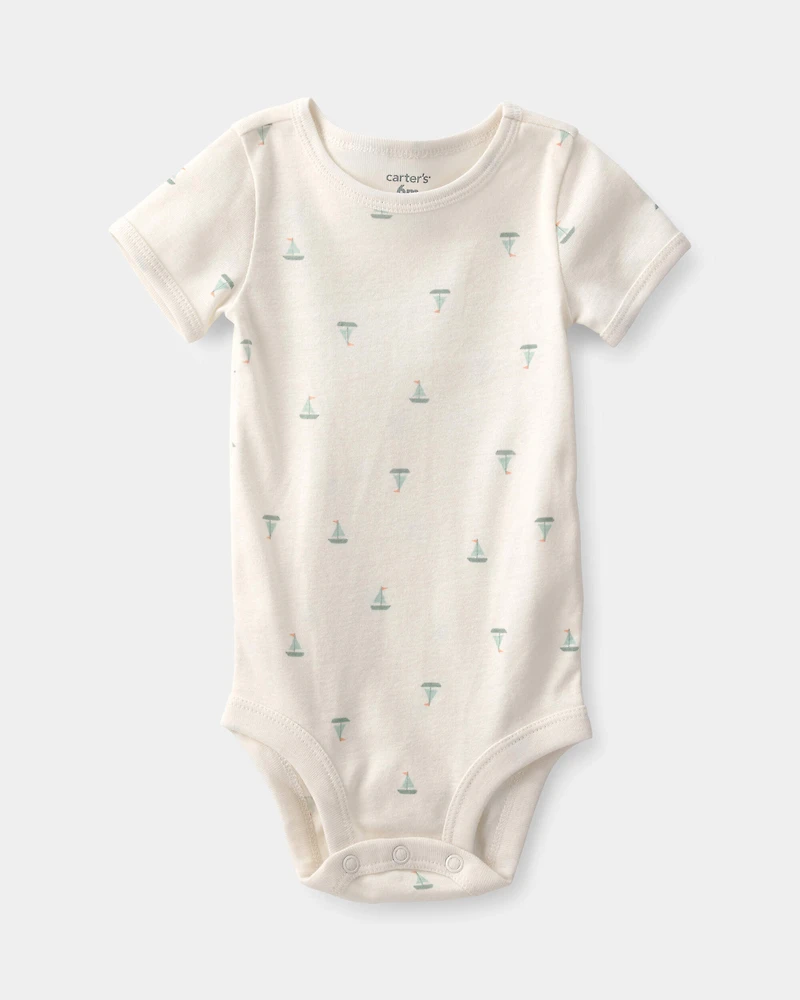 Baby 2-Piece Sailboat Overall Set - Green/Ivory