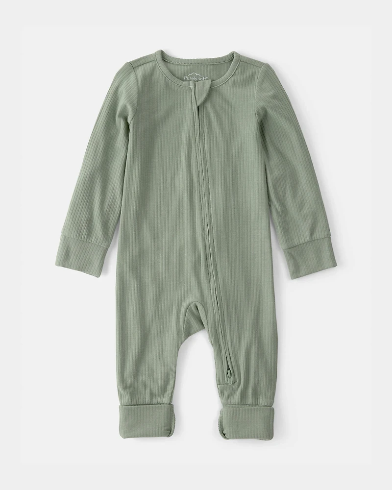 Baby 2-Way Zip PurelySoft Sleep & Play Pajama - Green