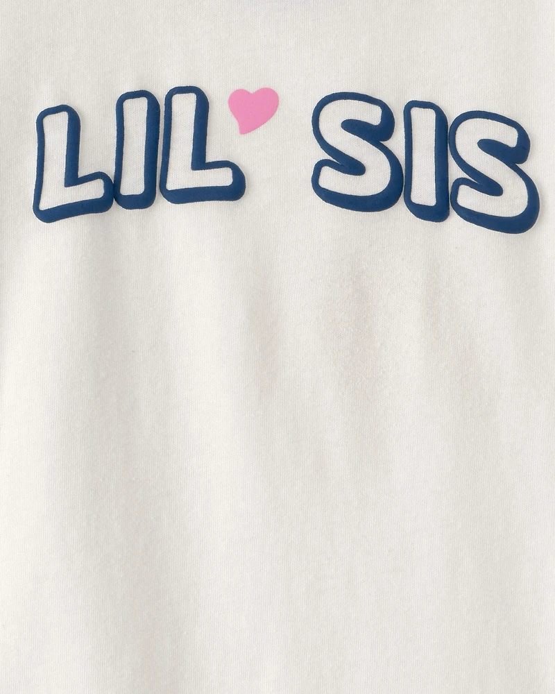 Toddler Girl 'Lil Sis' Graphic Tee - Ivory