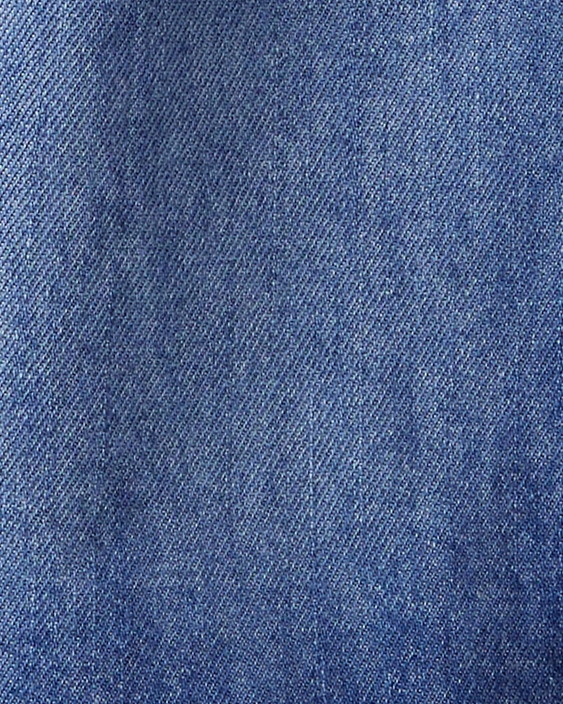 Toddler Girl Cotton Long-Sleeve Denim Dress - Blue