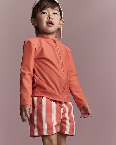 Toddler Boy Striped Swim Trunks - Orange