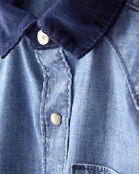 Boys Western Chambray Long-Sleeve Button-Down Shirt - Blue