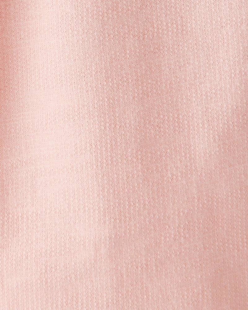 Baby Girl Bow Pocket French Terry Pants - Coral