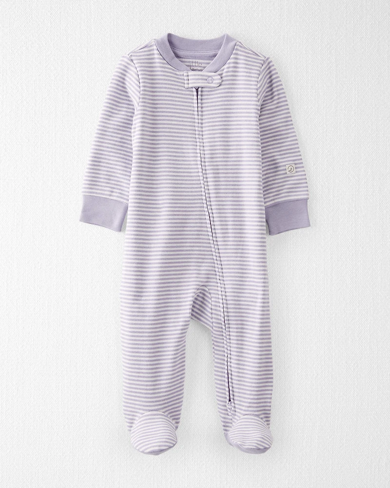 Baby Girl Organic Cotton Striped Sleep & Play Pajamas
