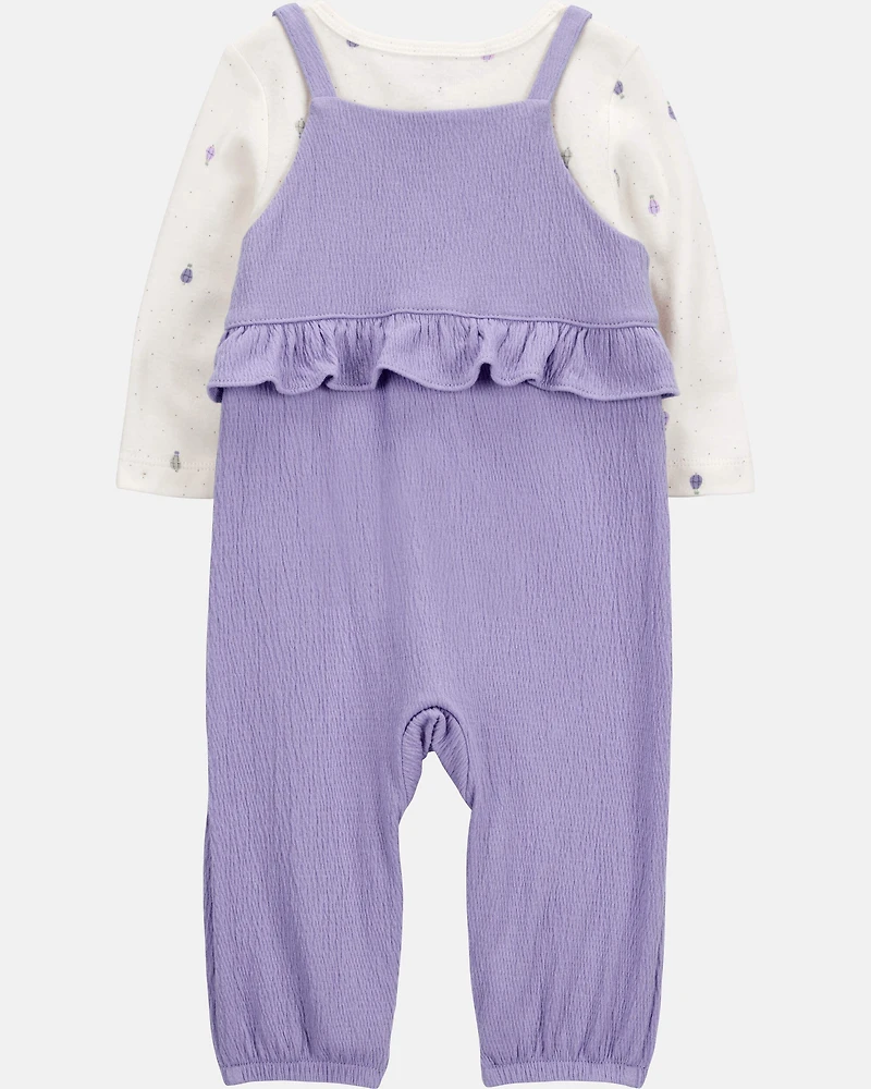 Baby Girl 2-Piece Long-Sleeve Tee & Coverall Set - Purple