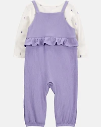 Baby Girl 2-Piece Long-Sleeve Tee & Coverall Set - Purple