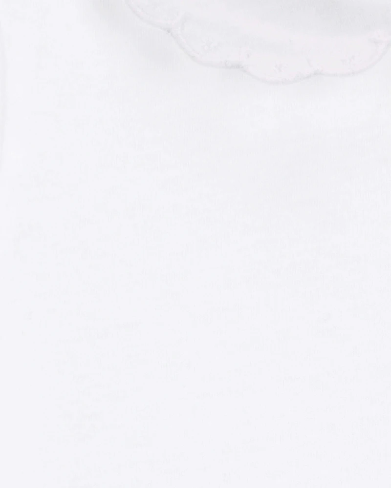 Toddler Scalloped Collar Short-Sleeve Top - White