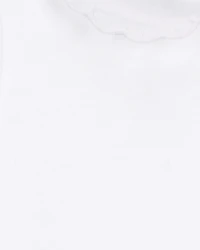 Toddler Scalloped Collar Short-Sleeve Top - White