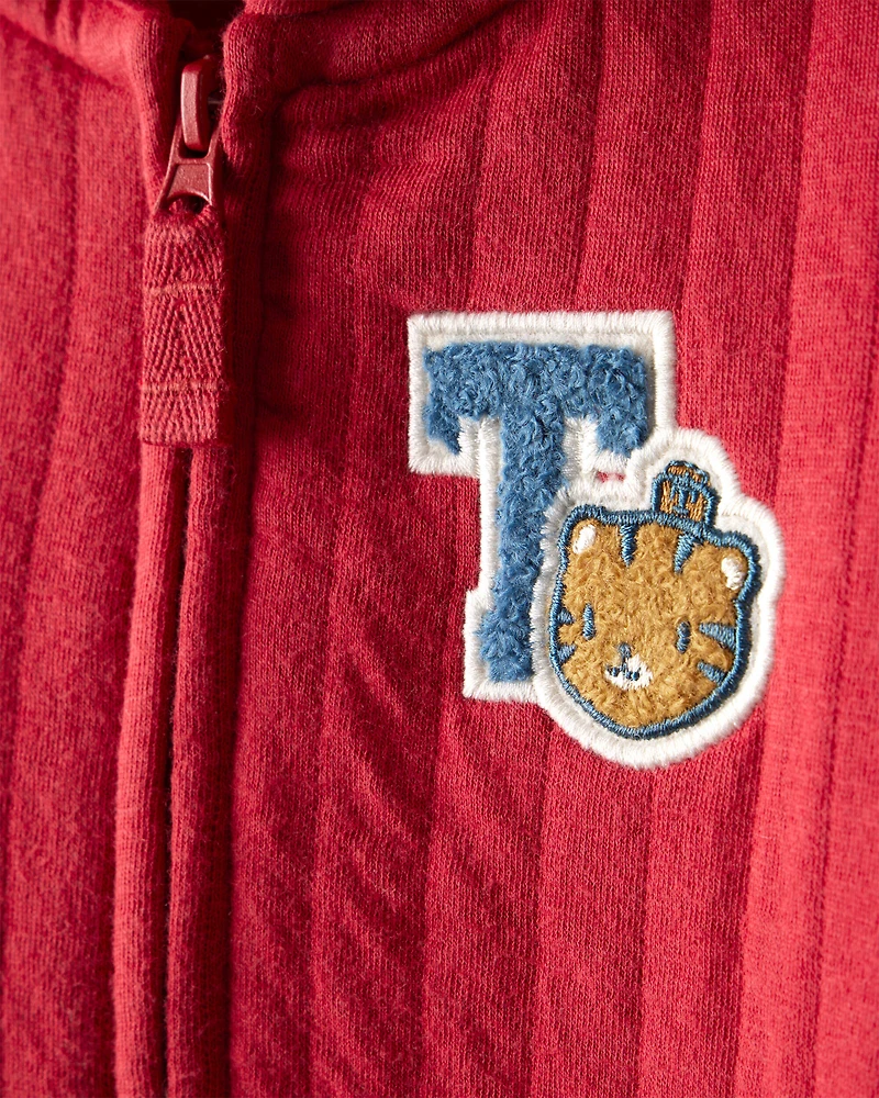 Baby Boy Tiger Quilted Long-Sleeve Jumpsuit - Red