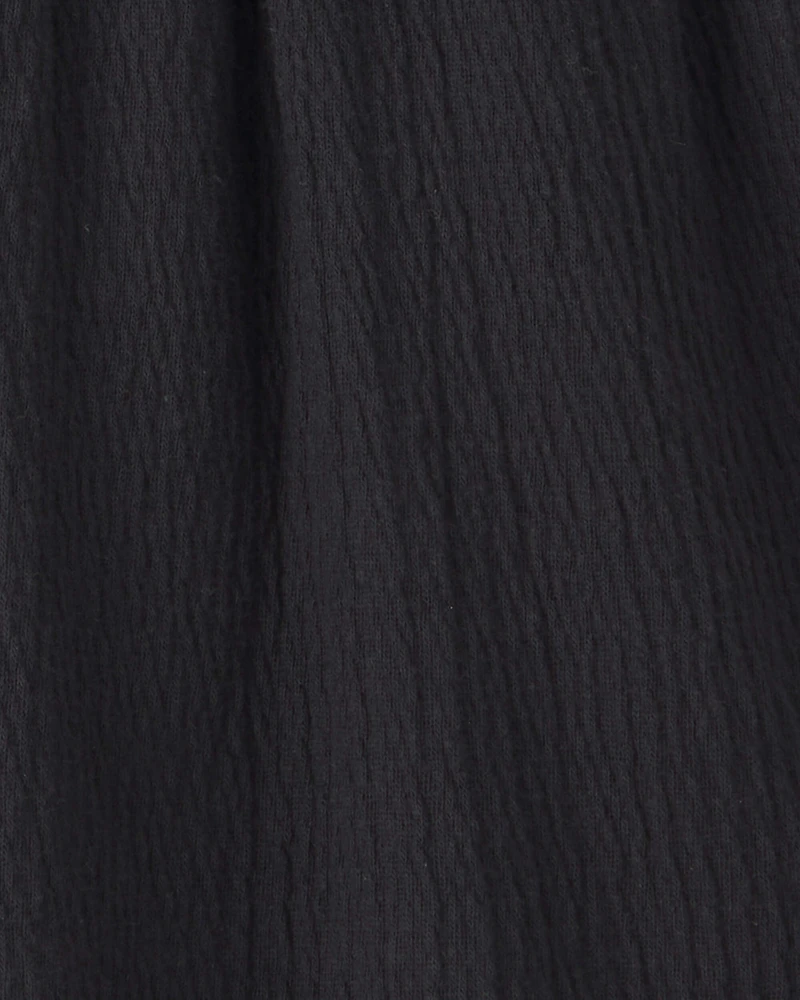 Girls Smocked Crinkle Shorts - Black