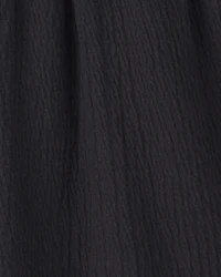 Girls Smocked Crinkle Shorts - Black