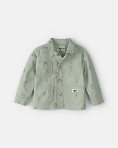 Toddler Girl Floral Canvas Jacket - Green