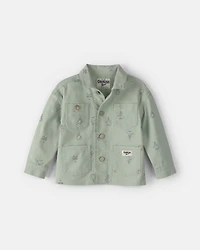 Toddler Girl Floral Canvas Jacket - Green