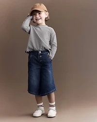 Toddler Girl Wide-Leg Pants in Denim - Blue