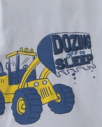 Toddler Boy 4-Piece Construction 100% Cotton Snug Fit Pajama Set - Blue/Green