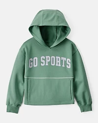 Girls 2-Piece "Go Sports" Hoodie & Knit Flared Skort Set - Green