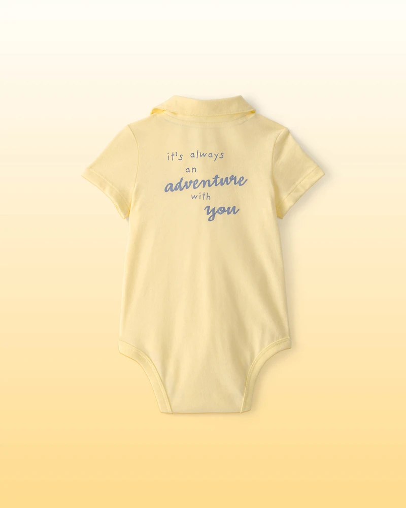 Baby Boy Disney© Winnie the Pooh Embroidered Polo Bodysuit with Back Art - Yellow