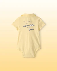 Baby Boy Disney© Winnie the Pooh Embroidered Polo Bodysuit with Back Art - Yellow