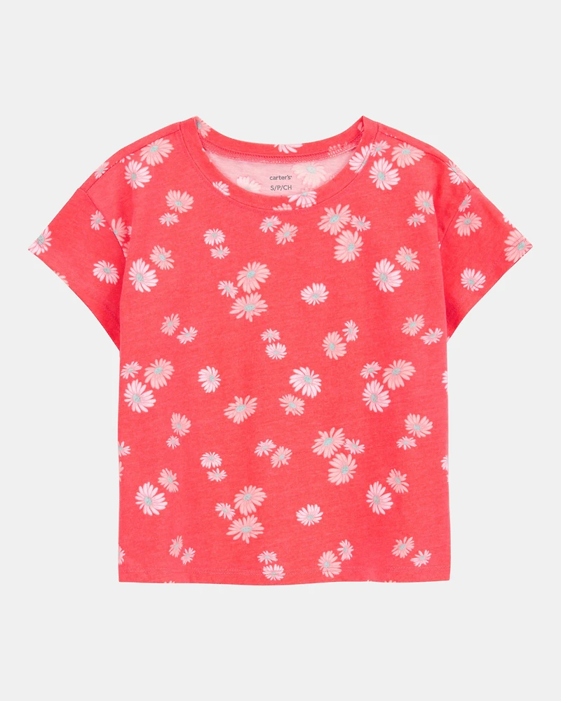 Kid Floral Short-Sleeve Tee - Orange