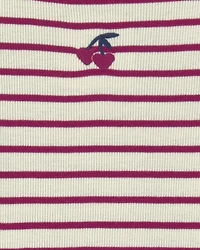Toddler Girl Cherry Striped Rib Top - Red/Cream