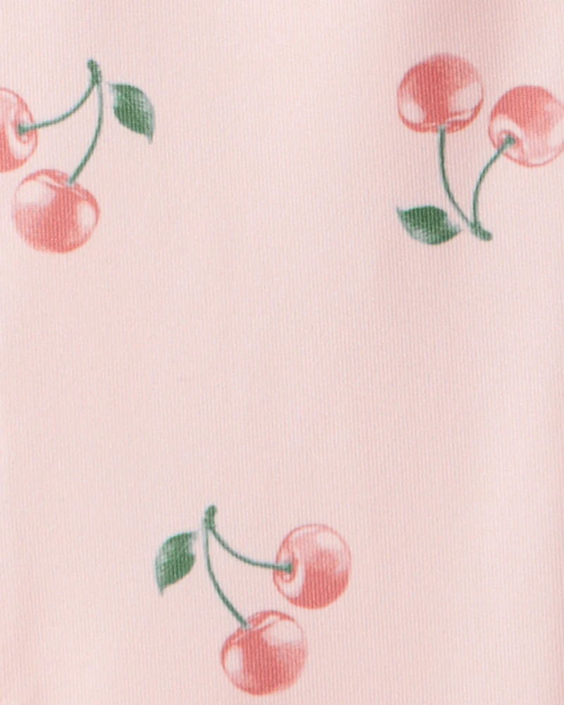 Girls Cherry Print Active Leggings - Pink