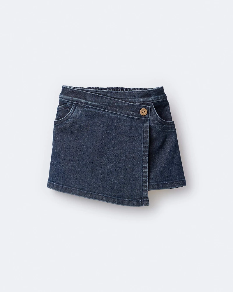 Toddler Girl Asymmetrical Denim Skirt - Blue