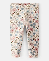 Baby Girl Floral Pull-On Stretch Leggings - Cream