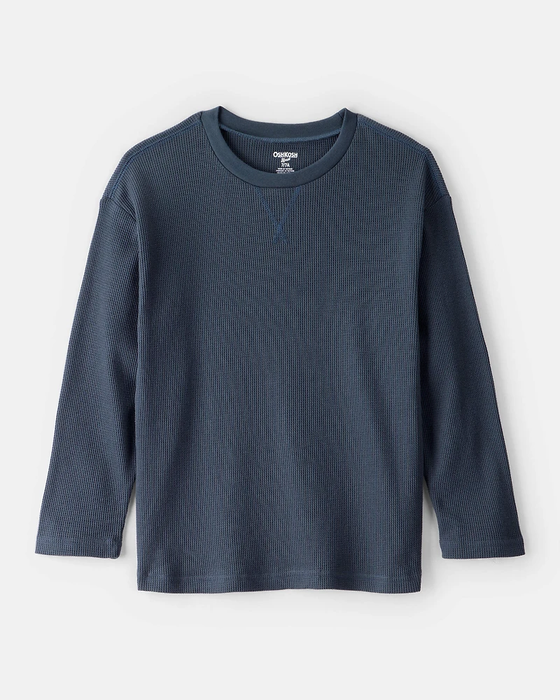 Boys Solid Thermal Long-Sleeve Tee - Navy